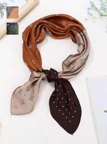 1 件几何方形围巾、女士百搭腰带、棕色头巾、女士头带、日常佩戴颈巾、时尚别致围巾 - 彩色 - 查看 1