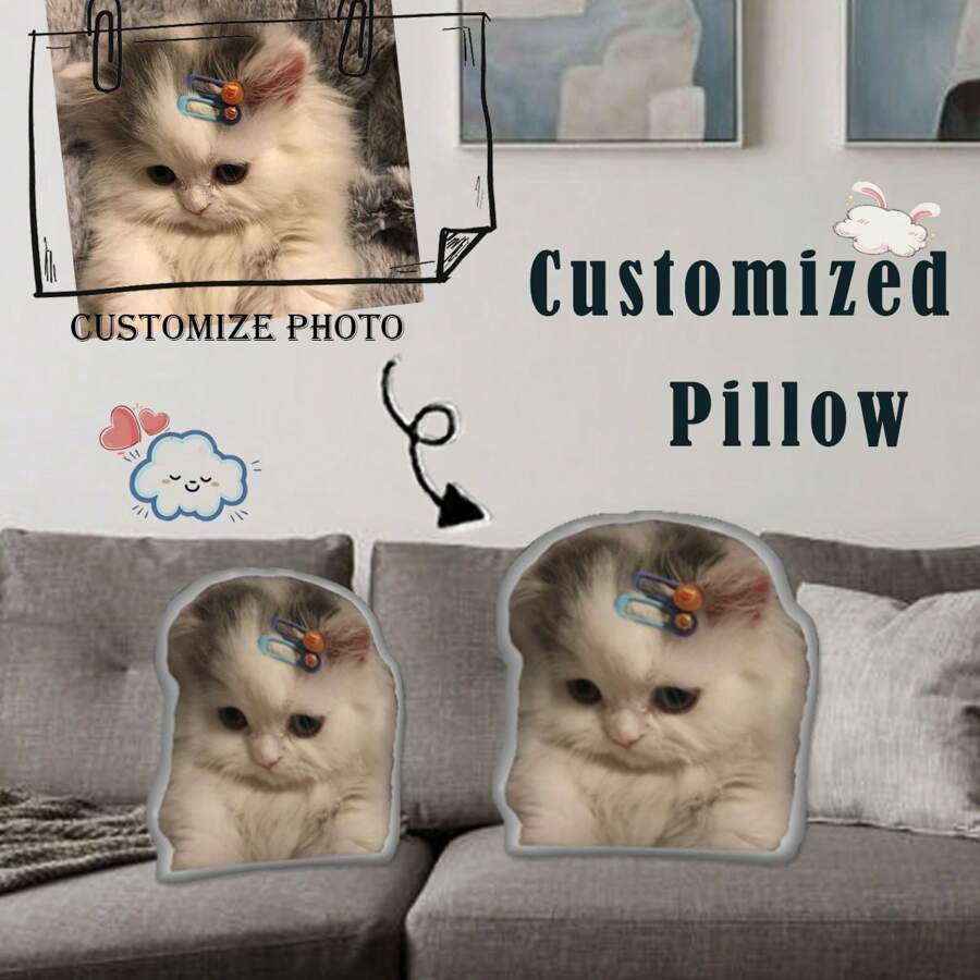 Customized Pet Photo Pillow - Cat And Dog Exclusive Plush Toy, Ideal Birthday Or Commemorative Gift, Thanksgiving Gift, Double Sided Customization Available Christmas Gifts