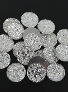 Set de 20 piezas/Paquete de Rhinestones de Resina Planos, Rhinestones de Resina Redondos Grandes de 20 mm, Gemas de Resina de Colores Blanco y Blanco AB para Manualidades DIY y Decoraciones de Prendas