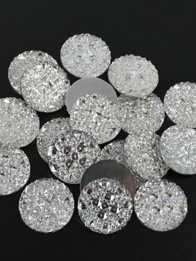20pcs/Pack Flat Resin Rhinestones, 20mm Large Round Resin Rhinestones, White & White AB Color Resin Gems For DIY Crafts And Apparel Decorations