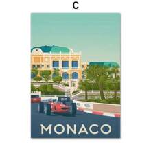 1PC Tranh minh họa phong cảnh thành phố du lịch nhiều màu sắc Tranh vải Canvas Pháp Đẹp Paris Monaco Nantes Poster Nghệ thuật Bắc Âu Trang trí phòng treo tường Không có khung - nhiều màu - Xem 48