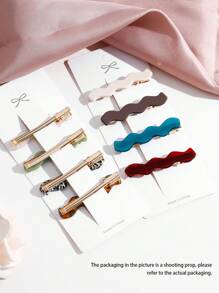 8pcs/Set High-Grade Versatile Multi-Color Wavy Acetate Clips, Include Bangs Clips And Side Clips, Suitable For Daily Use & Gift Hair Clips Claw Clips Hair Claws Hair Slide Hair Barrettes, School Stuff