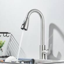 Rubinetto da cucina a 360° con doccia estraibile, miscelatore monocomando da cucina - Nichel spazzolato - Visualizzare 8