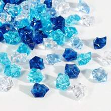 100 Pcs Mixed Blue Acrylic Ice Cubes Fake Crushed Ice Rocks, Crystals Fake Rhinestone Decoration Plastic Ice Cubes Gems Vase Fillers For Home Decoration Wedding Arts Crafts Display Best Gifts Birthday Graduation