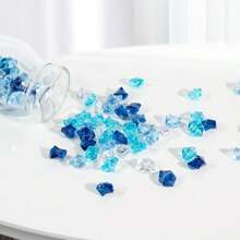 100 Pcs Mixed Blue Acrylic Ice Cubes Fake Crushed Ice Rocks, Crystals Fake Rhinestone Decoration Plastic Ice Cubes Gems Vase Fillers For Home Decoration Wedding Arts Crafts Display Best Gifts Birthday Graduation