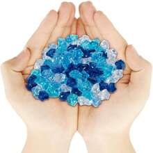 100 Pcs Mixed Blue Acrylic Ice Cubes Fake Crushed Ice Rocks, Crystals Fake Rhinestone Decoration Plastic Ice Cubes Gems Vase Fillers For Home Decoration Wedding Arts Crafts Display Best Gifts Birthday Graduation