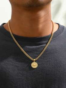 1 Pieza Collar de acero inoxidable con colgante de cabeza de león con brillo de circonita, joyería hip-hop para hombres