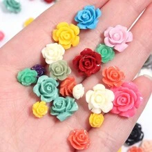 10 hạt nhựa giả hoa trà san hô chất lượng cao, hạt hoa hồng nhiều màu thời trang đáng yêu tự làm thủ công thích hợp làm quà tặng, vòng tay, vòng cổ, trang sức, điện thoại và móc chìa khóa - Hoa trà giả san hô - Xem 3