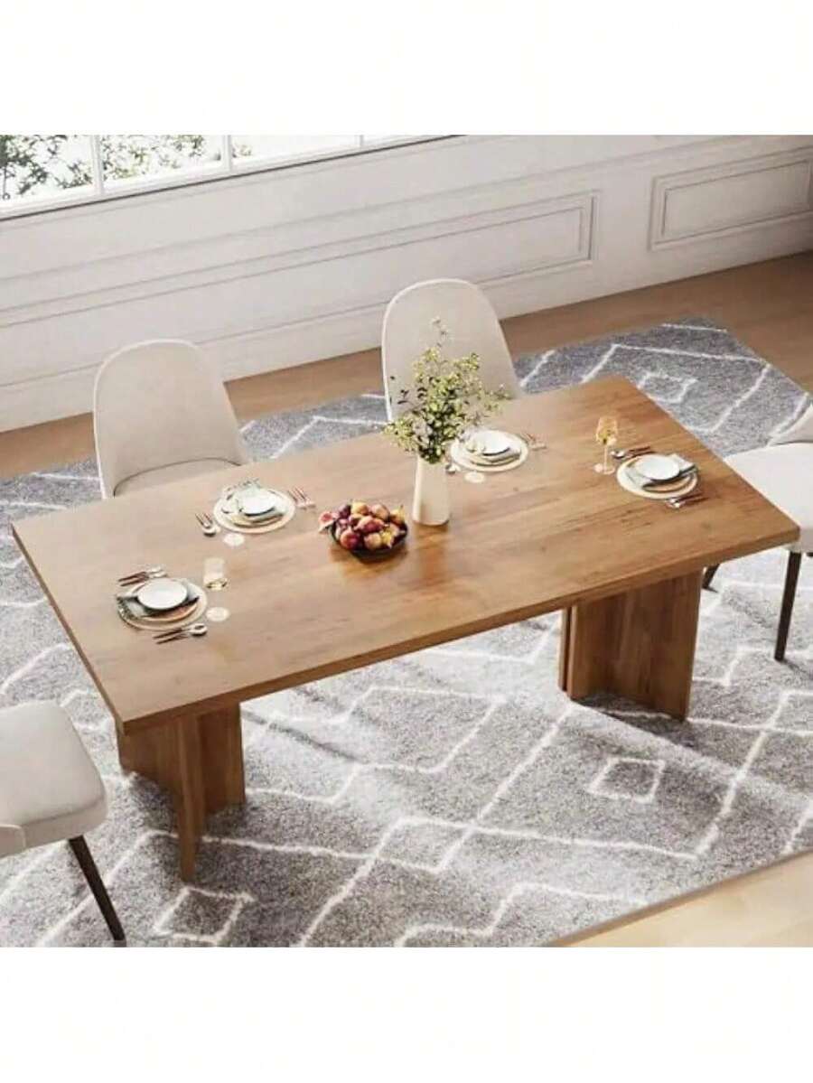 63Inch Dining Table For 46, Farmhouse Kitchen Table With Large