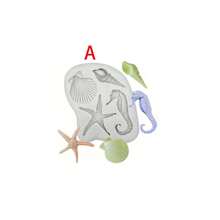 1 Khuôn silicon fondant chủ đề đại dương - Dụng cụ làm bánh thủ công DIY dành cho sô cô la, kẹo, đất sét polyme, đồ trang trí thạch cao có hình rong biển, cá biển, cua, san hô, vỏ ốc xà cừ - Xám - Xem 17