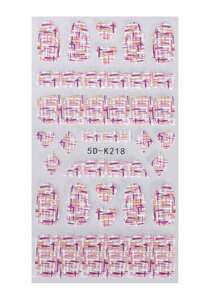 2 PIEZAS Pegatinas de uñas 5D de suéter de invierno con diamante en forma de corazón en colores morado y rosa. Calcomanías en relieve para decoración de uñas con efecto de suéter. - Multicolor - Ver 10