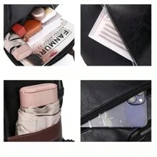 Vintage Style Large Capacity Middle Chain Link Backpack, Versatile Ladies Backpack - Multicolor - View 13