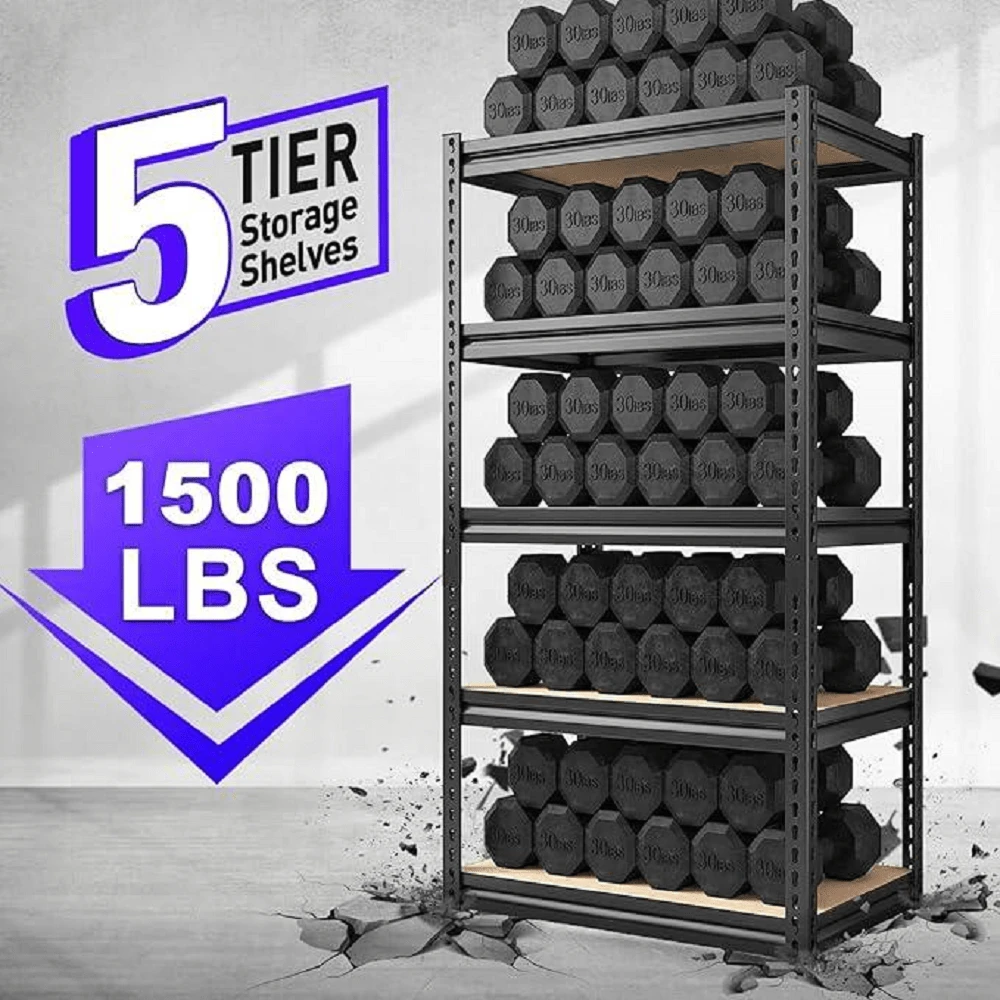 Adjustable1550 LBS 5Tier Garage Shelves Metal Shelvingfor Garage