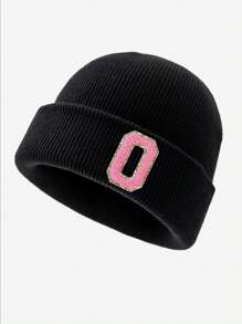 1pc 字母儿童针织帽，时尚百搭，柔软温暖，适合男孩女孩秋冬日常户外搭配。 - 黑色 - 查看 30