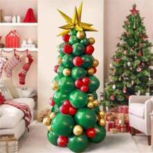 Bóng bay cao su xanh, đỏ, vàng, thiết kế cây thông Noel, ngôi sao nổ giọt nước, đồ trang trí năm mới và giáng sinh cho các vật dụng trong nhà, tiệc ngày lễ - cây thông giáng sinh - Xem 2