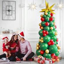 Bóng bay cao su xanh, đỏ, vàng, thiết kế cây thông Noel, ngôi sao nổ giọt nước, đồ trang trí năm mới và giáng sinh cho các vật dụng trong nhà, tiệc ngày lễ - cây thông giáng sinh - Xem 3