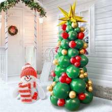 Bóng bay cao su xanh, đỏ, vàng, thiết kế cây thông Noel, ngôi sao nổ giọt nước, đồ trang trí năm mới và giáng sinh cho các vật dụng trong nhà, tiệc ngày lễ - cây thông giáng sinh - Xem 4
