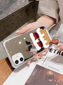 Christmas Phone Case 1pc Santa Claus Pattern Acrylic Mirror Phone Case Compatible With Apple Mobile Phone - Multicolor - View 4