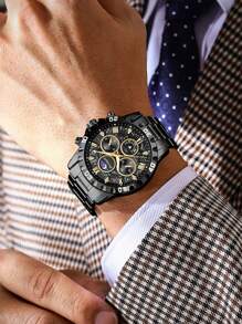 Sports Men Watch Waterproof Chronograph Men's Watches Luminous Stainless Steel Luxury Watch For Man Quartz +Box,1PC