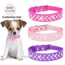 1 chiếc Vòng cổ thú cưng màu đỏ hồng tùy chỉnh được khảm đá giả màu trắng, Vòng cổ thú cưng mềm mại và thoải mái, Có thể tùy chỉnh theo tên thú cưng, thông tin liên lạc, địa chỉ và thông tin khác, Khắc chữ để tránh mất thú cưng, Thích hợp cho chó nhỏ, vừa và lớn - Màu tím - Xem 1