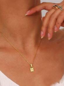 1pc S925 Sterling Silver Geometric Square Octagonal Star Pendant Necklace, Women's Minimalist 12th Birthday Diamond Inlaid Necklace, Clavicle Chain - Necklace - View 10