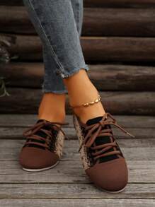 女士休闲运动鞋，星形针织运动鞋，拼色系带低帮跑步鞋，轻便休闲运动鞋，蓝色、咖啡色、红色、海军蓝 - 咖啡棕 - 查看 7