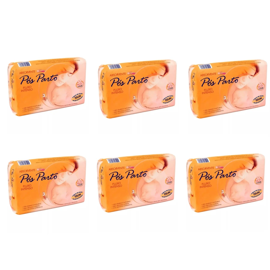 Kit 6 Packs Of Postpartum Absorbent Pads Heavy Flow With 15 Units Each - 白色 - 查看 1