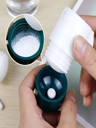 Cortador y moledor de pastillas portátil 3 en 1 - Cortador y moledor de medicamentos de plástico con contenedor de almacenamiento en polvo y pastillero, combinación de trituradora y divisor de pastillas, agarre fácil, adecuado para la organización de medicación diaria de personas mayores durante los viajes