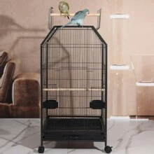 Grande cage à oiseaux, cage en métal plus épaisse, motif tigre, pour perroquets de taille moyenne et petite, avec perchoir, bols pour la nourriture et l'eau, cage d'intérieur