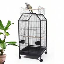 Grande cage à oiseaux, cage en métal plus épaisse, motif tigre, pour perroquets de taille moyenne et petite, avec perchoir, bols pour la nourriture et l'eau, cage d'intérieur