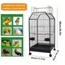 Grande cage à oiseaux, cage en métal plus épaisse, motif tigre, pour perroquets de taille moyenne et petite, avec perchoir, bols pour la nourriture et l'eau, cage d'intérieur