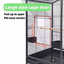 Grande cage à oiseaux, cage en métal plus épaisse, motif tigre, pour perroquets de taille moyenne et petite, avec perchoir, bols pour la nourriture et l'eau, cage d'intérieur