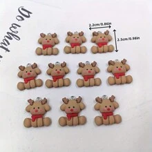 10pcs/Set Christmas Deer Pendants - Resin Jewelry Making, DIY Earrings, Keychains And Handicrafts