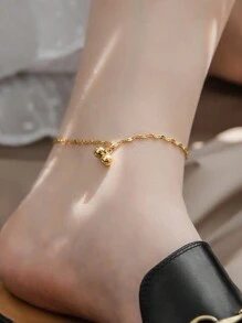 Nooxian 1 件女士奢华简约不锈钢球形脚链 - 金黃色 - 查看 3