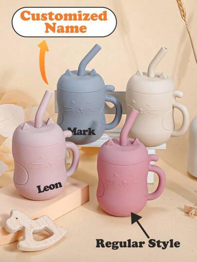 Customizable Name 1pc Child Feeding Silicone Cups For Young Children Portable Learning Hand Shank Drinking Water Cups 150ml Kids Stuff Personalized Gifts Baby Shower Family Decorations Gifts Winter Eve Gifts Back To School Winter Gift Ideas Boy Girl Valentine's Day Multi-Functional, Ornamental, Letter Exquisite, Stylish, Baby Fashion, Soft Squishy, Colorful, Cute Kawaii Adorable Unique, Customized Treasurefinds, Baby Gifts, Cute Baby For Children's Day, Customized Kids Tableware,Easy Comfort,Kids,Gala Night,Back To School Fashion