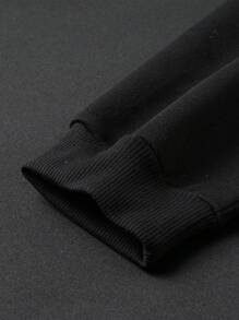 Pulover casual îngroșat imprimat cu litere de modă pentru femei, hanorac cu mânecă lungă, cu o formă lejeră, pentru purtarea zilnică și naveta