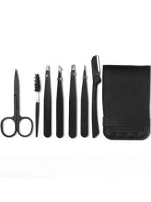 Set de 6 piezas para arreglar las cejas: Rastrillo para cejas, Tijeras para cejas, Pinzas para cejas, Herramientas de arreglo - Con diseño plegable y estuche - Multicolor: talla única - Ver 9
