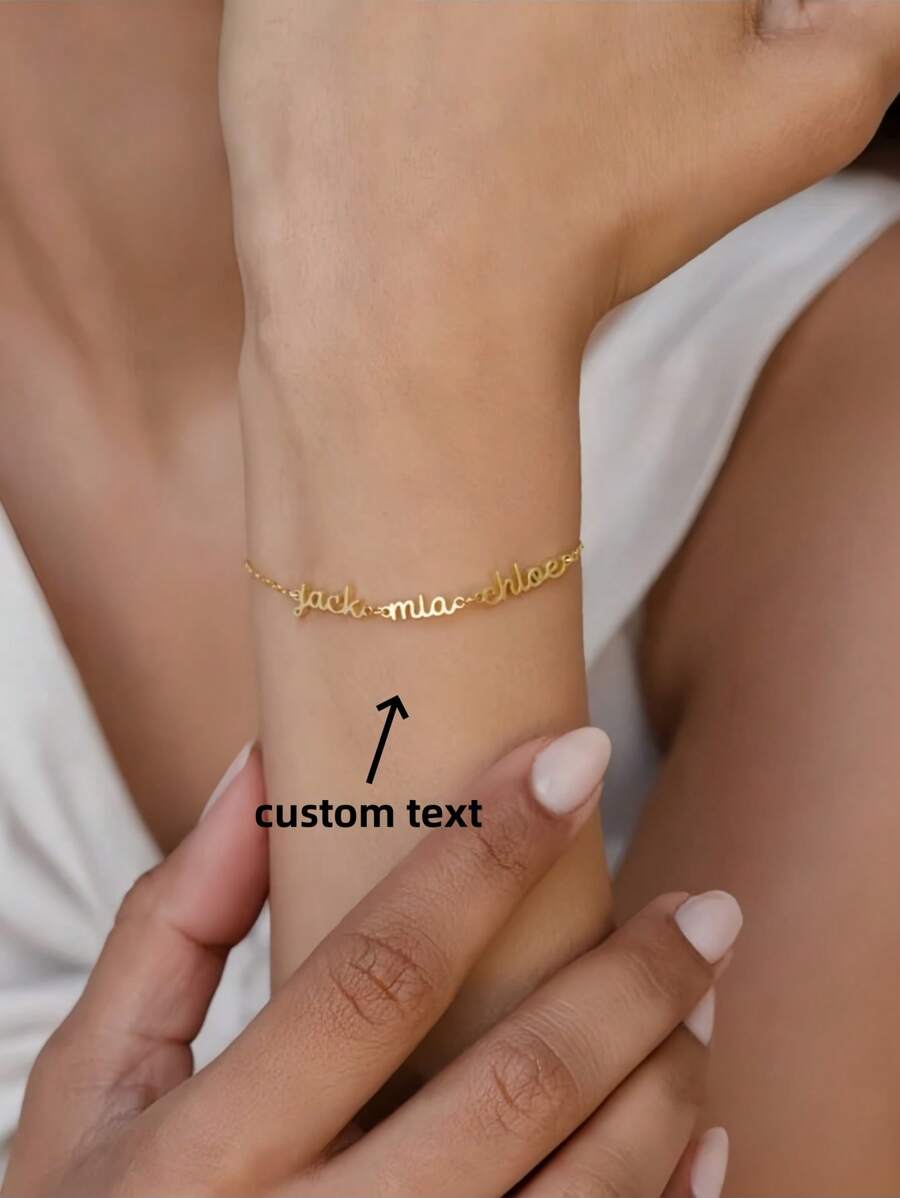 1 pieza Brazalete personalizado con varios nombres en oro, plata y oro rosa. Brazalete con nombres personalizados y multicapa. Regalo para damas de honor, Día de la Madre, Navidad, regalo para mamá.