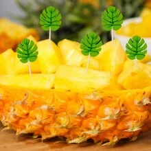 15pcs Tropical Turtle Shell Bamboo Leaf Picks, Fruit Skewers, Fancy Green Leaf Toothpicks, 4.7 Inch Bamboo Food Picks For Hawaiian Party - Green - View 3