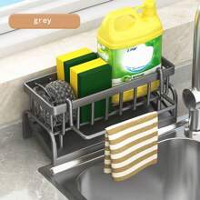 1 Piece Kitchen Storage Rack, Cloth Rack, Sink Drain Rack, Drain Basket Countertop, Multifunctional Sponge Rack, Storage Rack With Detachable Cloth Rack, Soap Dispenser Scrub Rack For Bathroom Storage