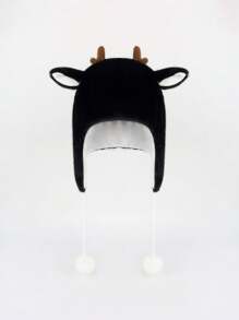 Plush Gingerbread Man Reindeer Horn Warm Hat, Cute Pom Pom Reindeer Horn Christmas Gift Party Stage Decor, 7 Colors Winter Warm Funny Christmas Wind-Proof Cap Halloween - A - View 14