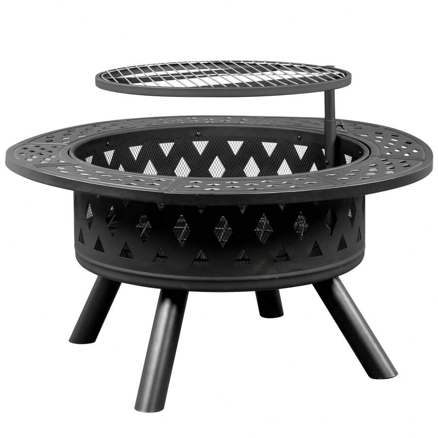 38" Wood Burning Fire Pit Metal Backyard Patio Round Table Outdoor