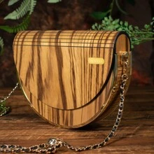 BEWELL 时尚新款天然木质斜挎包女士圣诞礼物 - 駝色 - 查看 2