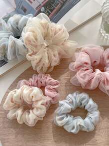 3 pièces Chouchous de cheveux en style français, à double couche délicate en mesh, doux et élégants, accessoires de cheveux polyvalents, élastiques à cheveux