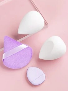 Bộ 9 dụng cụ mút trang điểm mềm mại thân thiện với da màu tím - 3 bông phấn hình quạt hai lớp & 3 dụng cụ tán phấn lớn & 3 bông phấn dạng đệm ngón tay cái - Màu tím - Xem 4