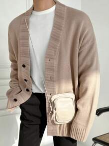 Unisex Casual V-Neck Button Cardigan, Loose Design Korean Fashion Loose Fit Knitted Sweater For Autumn/Winter, Minimalist Style