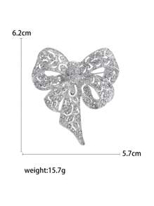 Rhinestone Bow Brooch For Women Dress Coat Pin Christmas New Year Gift