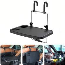 Car Laptop Stand, Multi-Purpose Foldable Rear Seat Tray Table, Steering Wheel Desk, Folding Car Dining Table With Storage - Black - View 1