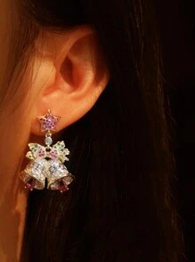 PARERTQH 1 对圣诞水晶镶嵌奢华时尚圣诞铃铛耳环，欧美新设计 - 彩色的 - 查看 3