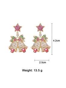 PARERTQH 1 对圣诞水晶镶嵌奢华时尚圣诞铃铛耳环，欧美新设计 - 彩色的 - 查看 4